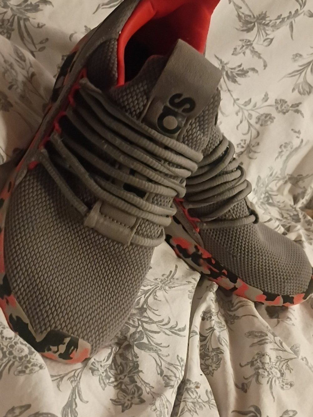 adidas Women's Gray and Orange Camo-Accent Sneakers